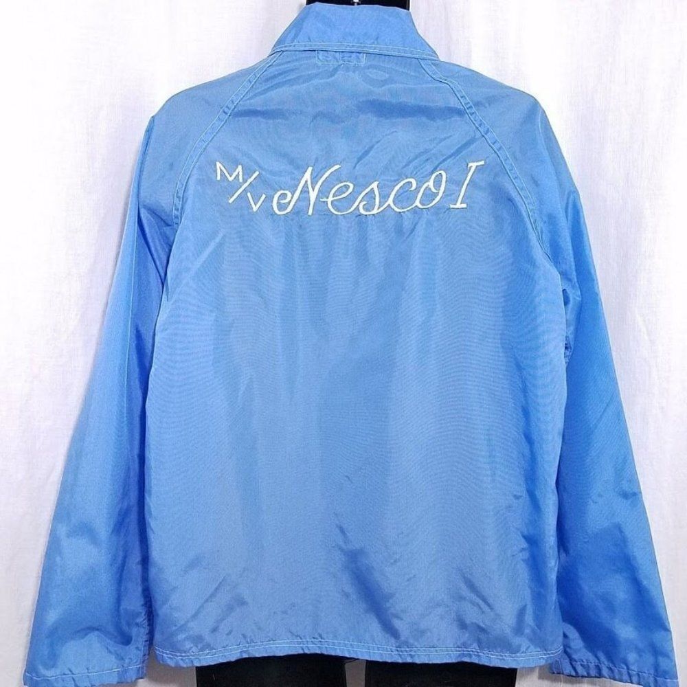 M/V Nesco I Ship Windbreaker Jacket Vintage 80s Made In USA Blue Mens Size Large